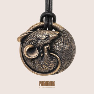 Bronze Miniature Sleeping Mouse Brass Animal Sculpture Mouse Collectible Figurine Netsuke Style Statuette Miniature Pendant Mouse 001-576 image 7