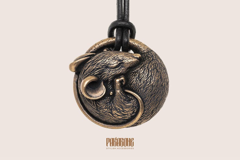 Bronze Miniature Sleeping Mouse Brass Animal Sculpture Mouse Collectible Figurine Netsuke Style Statuette Miniature Pendant Mouse 001-576 image 7