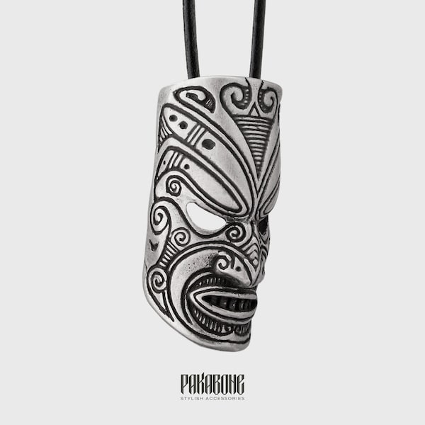 Pendentif de style maori - Bijoux Maoris de Nouvelle-Zélande - Collier masque maori - Style polynasien - art 001-606