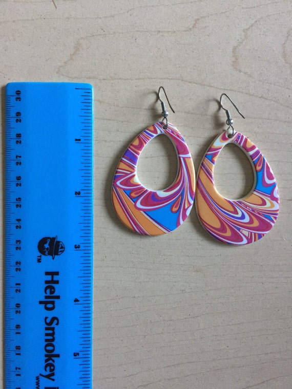Retro 60's Mod Vintage Swirl Earrings 80's - image 3