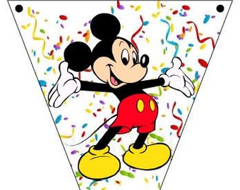 Banner de cumpleaños de Mickey Mouse: Letras imprimibles personalizadas (archivo PDF)