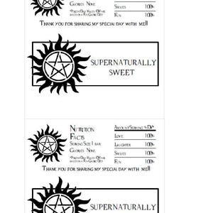 DIGITAL PDF FILE - Supernatural Hershey Candy Bar Wrappers