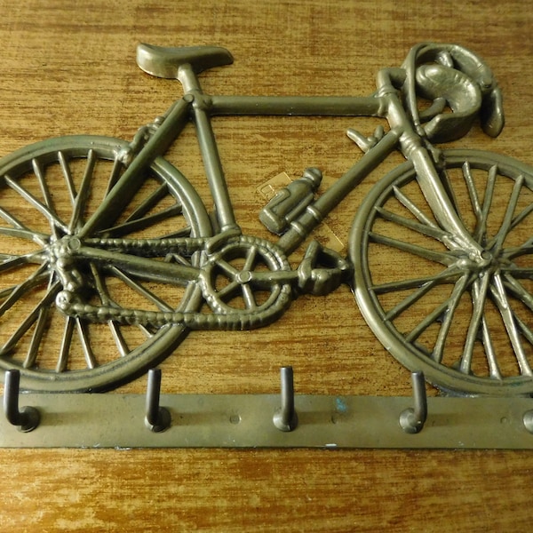 Vintage bicycle hanger, bicycle hook, brass racing bicycle, handmade, 1960s miniatur racing bike // Garderobe, home decoration, Hangers