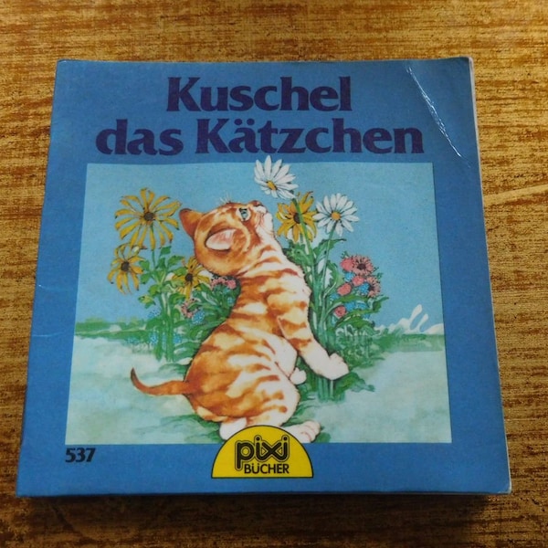 Kids book, vintage mini book, PIXI BOOK, Paperback, pixi Buch Nr. 537 Kuschel das Kätzchen - PIXI-Serie 68, made in Germany in 1988