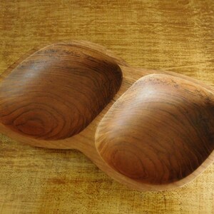 Bowl, shell, vintage bowl, wooden snack, wooden tray, snack tray, teak bowl, teak wood // Handmade wooden snack tray // Home Decor