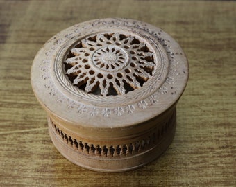 Jewelry Box, Vintage Box, Wooden Box, round wooden box / Handmade jewelry Storage / Organization