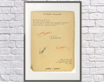 The Beatles Print - Opening & Closing Lines of the Albums - Beatles Gift - Beatles Fan - Beatles Art / Poster - John Lennon Lyrics