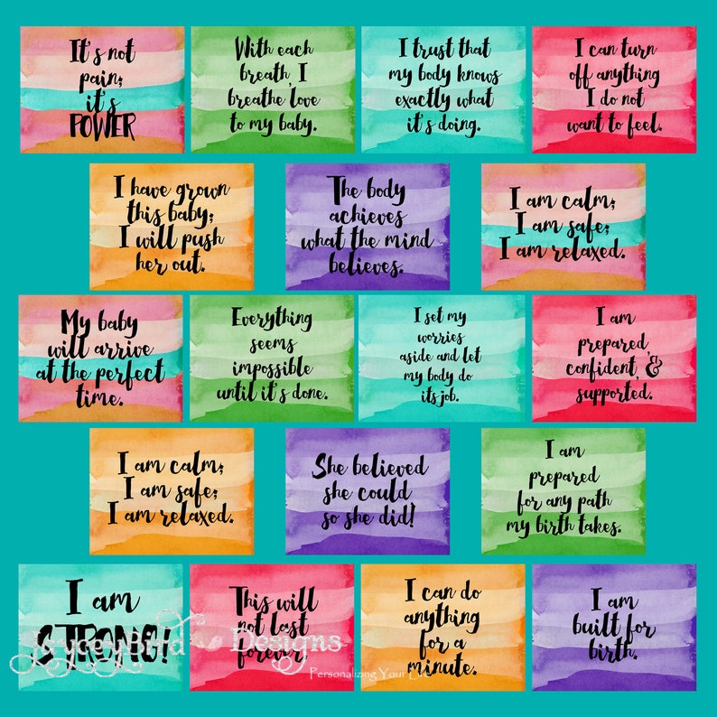 24 Watercolor Birth Affirmation Cards Positive Statement Etsy