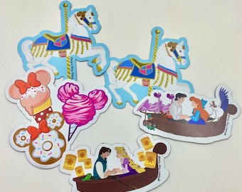 Fantasyland Magnets Stickers Carousel horse Snacks Treats Mermaid Tangled