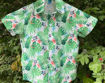 Men’s Tropical button-up Hawaiian Tiki Park shirts Mickey Drink mugs