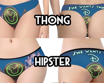 Disney Novelty Panties Fastpass Magicband Scanner thong hipster briefs