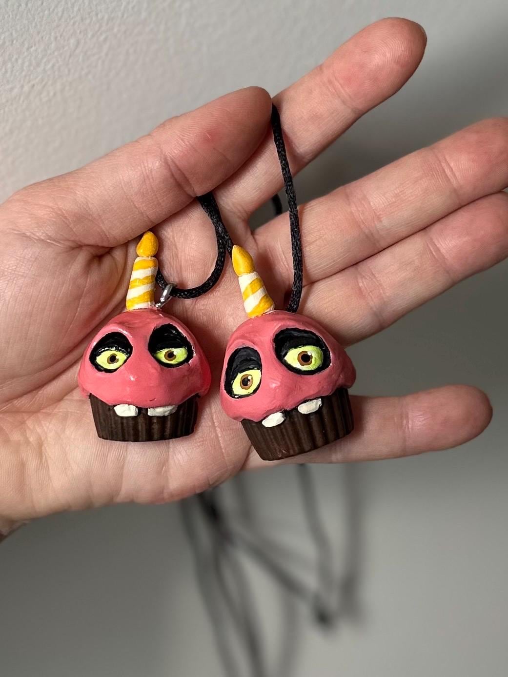FNAF Mr Cupcake Carl Hand sculpted Charm Necklace