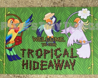 Tiki Tropical Hideaway Doormat Rug Welcome Mat