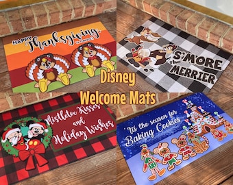 Holiday welcome mats. Multiple designs! Free US shipping! Thanksgiving Christmas Mickey