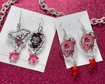 Hazbin Hotel earrings Charlie Alastor Lucifer Morningstar Vox Valentino