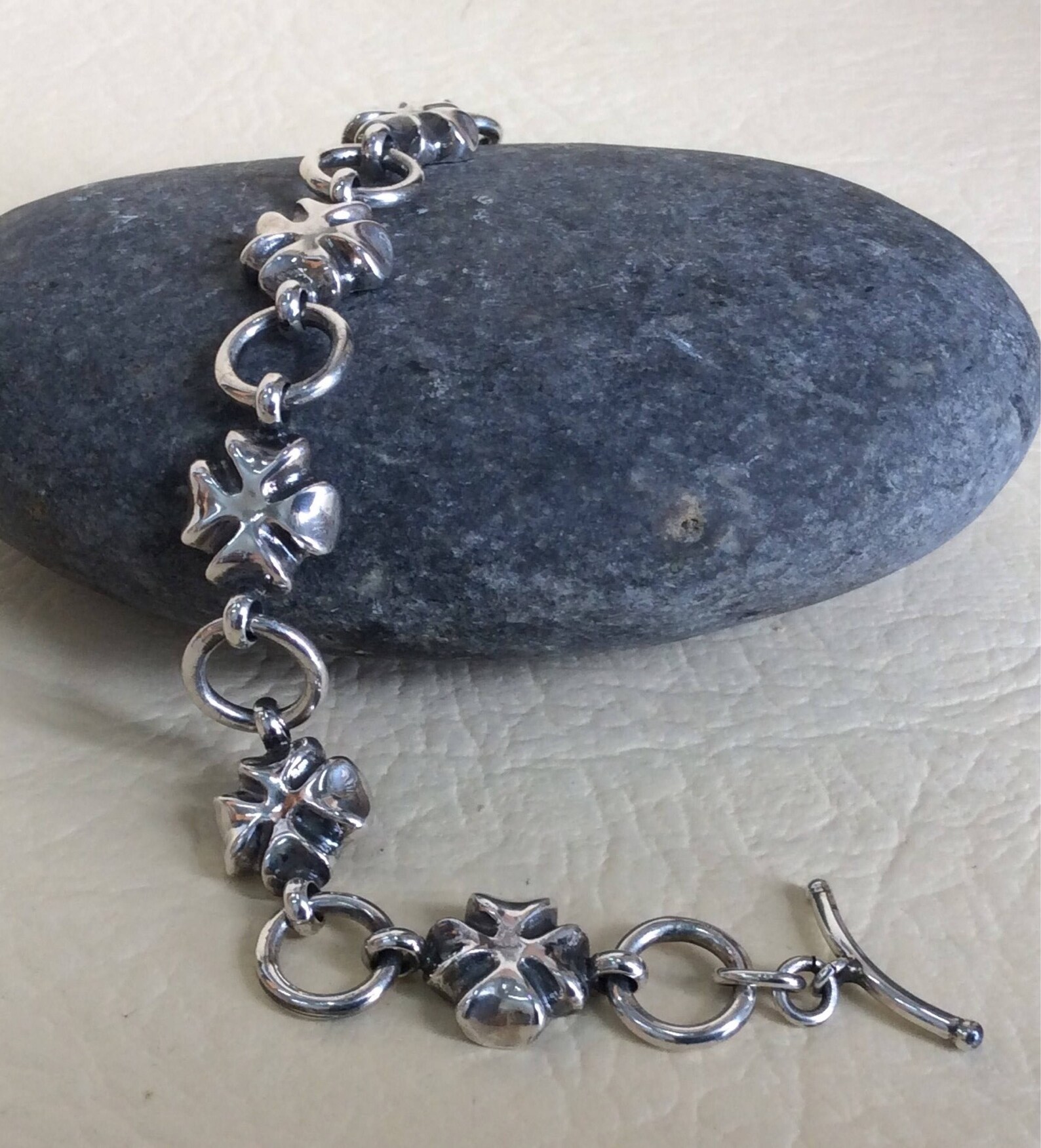 Four life clover link bracelet sterling silver linck Etsy