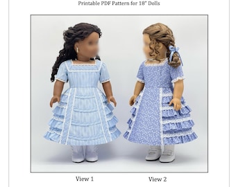 Victorian Ruffle Dress PDF Sewing Pattern Designed for 18" Dolls