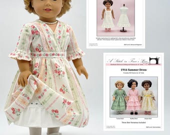 18" Doll PDF Pattern Bundle – Includes 1916 Summer Dress & Princess Slip Patterns