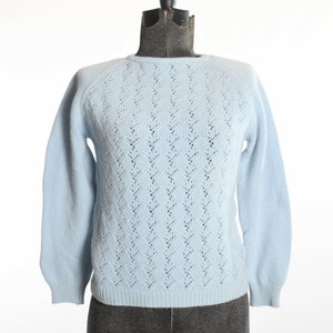 Vintage 1960s Small 36 Blue Wool Angora Sweater | by Jantzen | True Vintage 60s Soft Pastel Blue Pullover