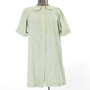 1950s Vintage Corduroy Housecoat: Novelty Singing Cats Print, Medium