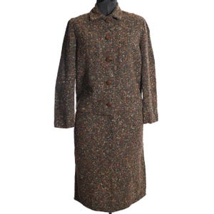 Vintage 1960s XS Brown Green Weave Rainbow Flecked Wool Jacket Skirt Suit | True Vintage 60s Suit