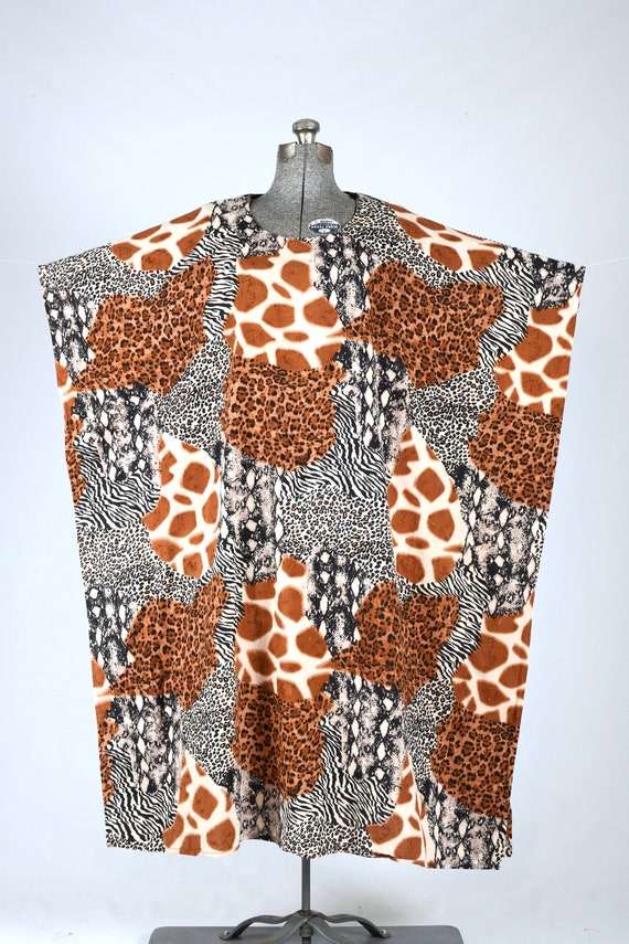 1990s Animal Print Kaftan | Vintage 90s Lounge Dr… - image 2