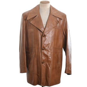 vintage des années 1970 taille 42 veste en cuir marron | de Gateway Collection Saint-Louis | Véritable manteau vintage en cuir pour hommes funky des années 70