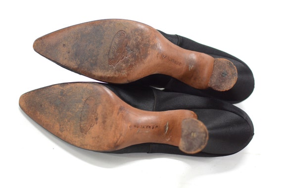 Antique 1910s Black Silk Satin Shoes | Size 6.5 E… - image 3