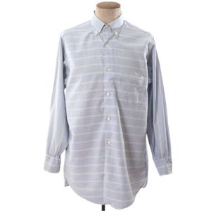 Vintage medium 15,5 gestreept Oxford-shirt jaren 30: blauwroze button-downkraag
