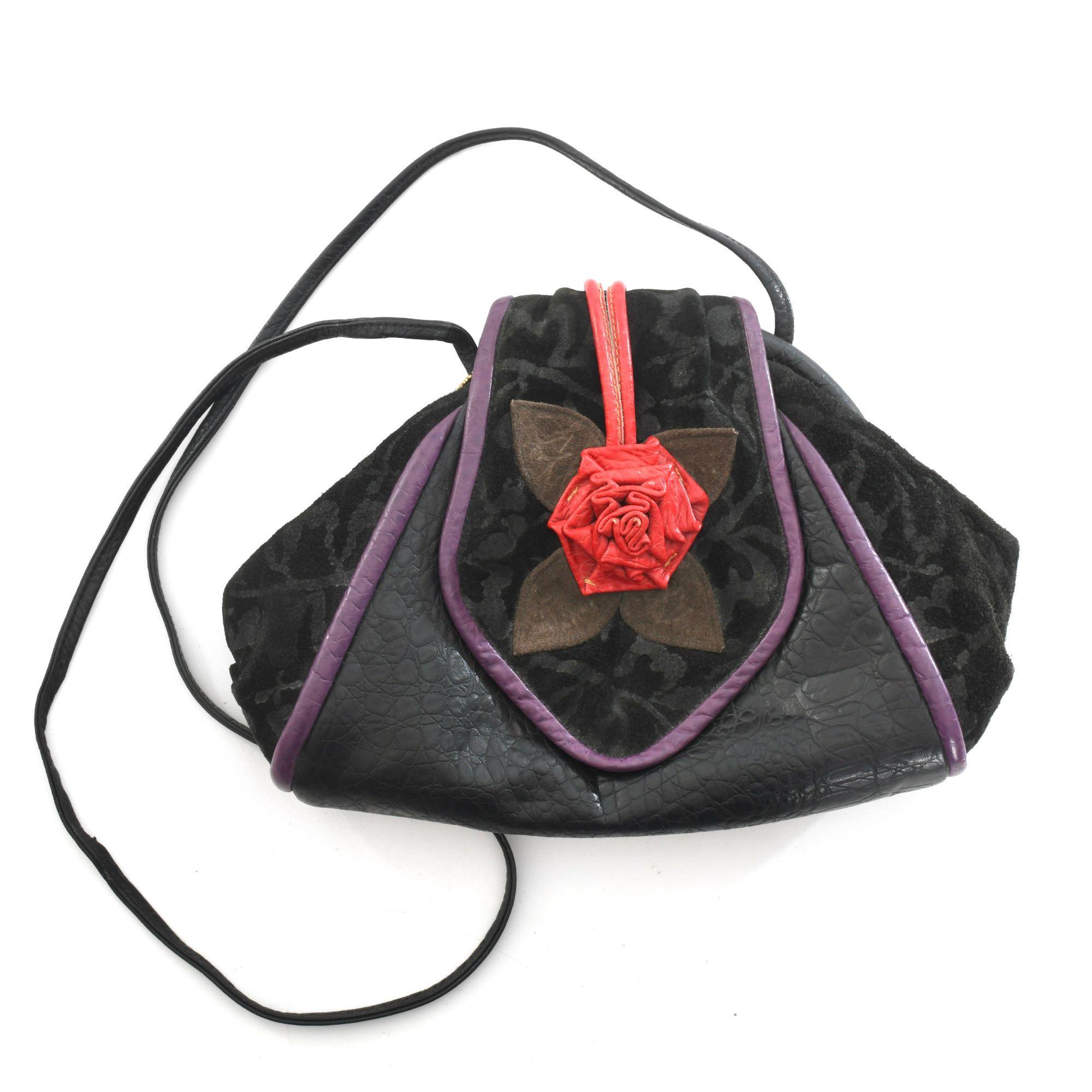 RosE 紅型バッグ 紫×赤 桜 草履バック
