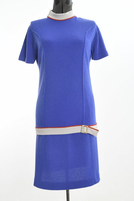 Vintage 1960s Medium Large Violet Blue Knit Short… - image 10