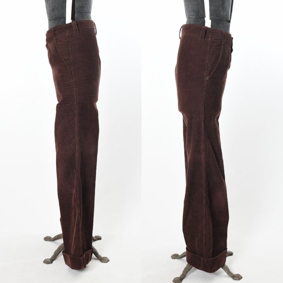 Vintage 1970s Large Long Brown Wide Flare Corduro… - image 9