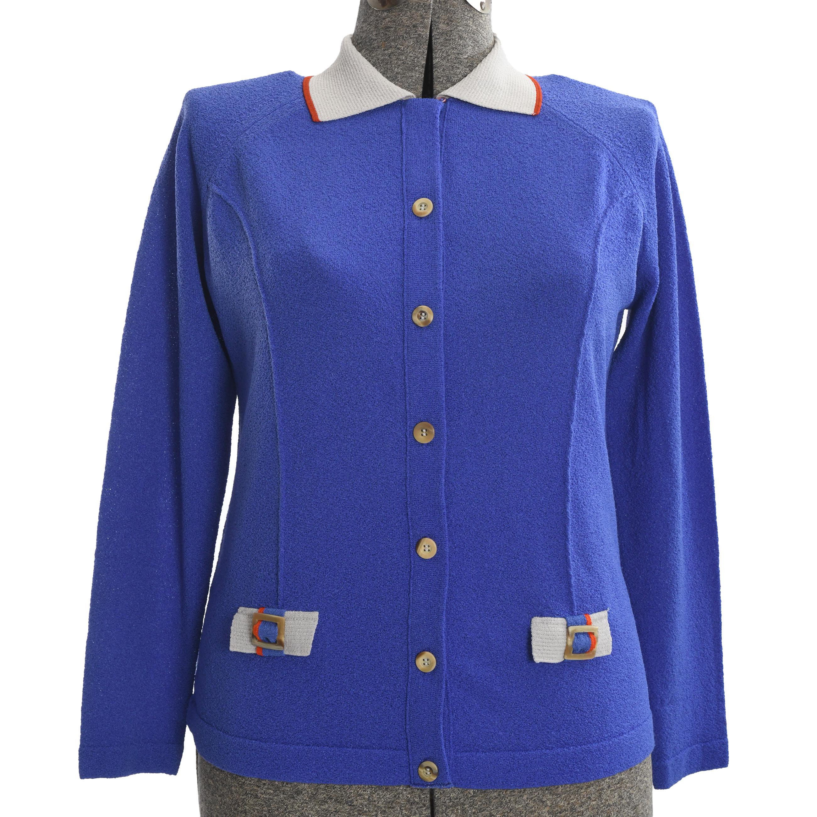 60年代ヴィンテージの大きめニットカーディガン：ブルーバイオレットの