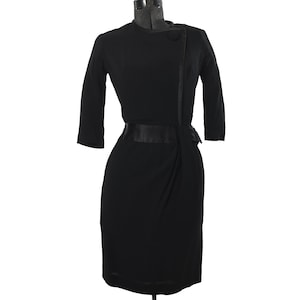 Vintage 1950s XS Black Classic Half Sleeve Cocktail Dress  |  by Milton Lippman  |  True Vintage 50s Pinup Dress  |  Classic Black Dress