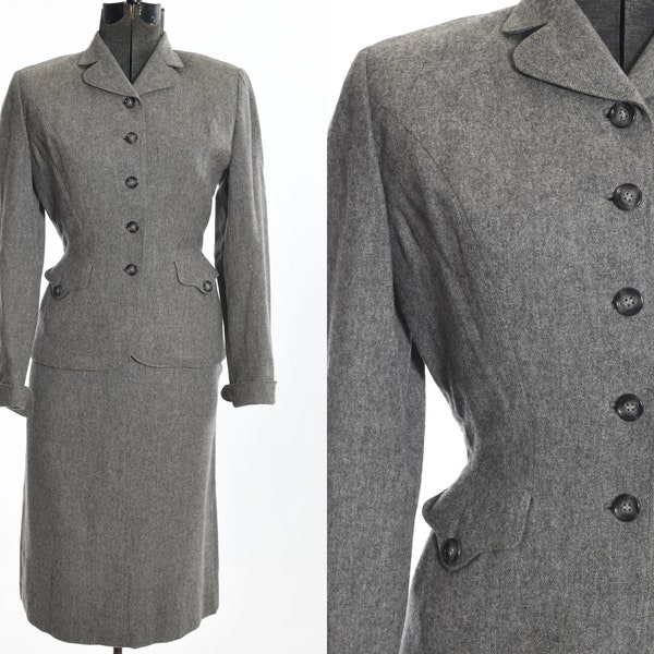 Small 1950s Gray Skirt Suit