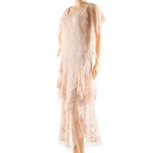 Vintage 1920s XXS Pink Mesh Garden Party Dress, Matching Shawl | True Vintage Late 20s Early 30s Afternoon Dress