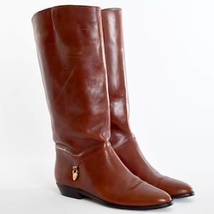 Vintage 80s Etienne Aigner Leather Tall Boots - Brown Size 8N
