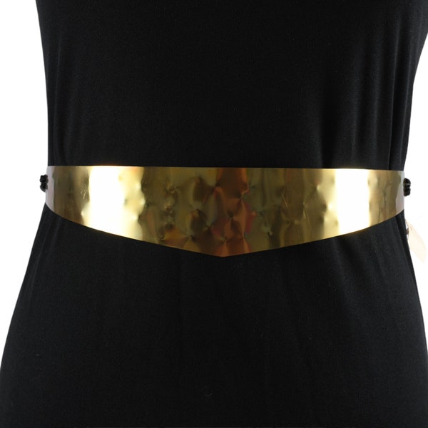 1980s Vintage Cinch Belt |  Hammered Gold V Shaped Tie Belt  |  Never worn with Price tags   |  Size Small - XL