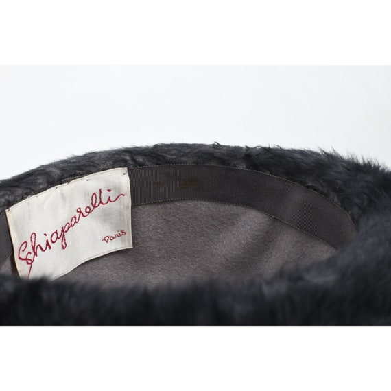 Vintage 1960s Schiaparelli Gray Plush Fur Felt Wi… - image 9