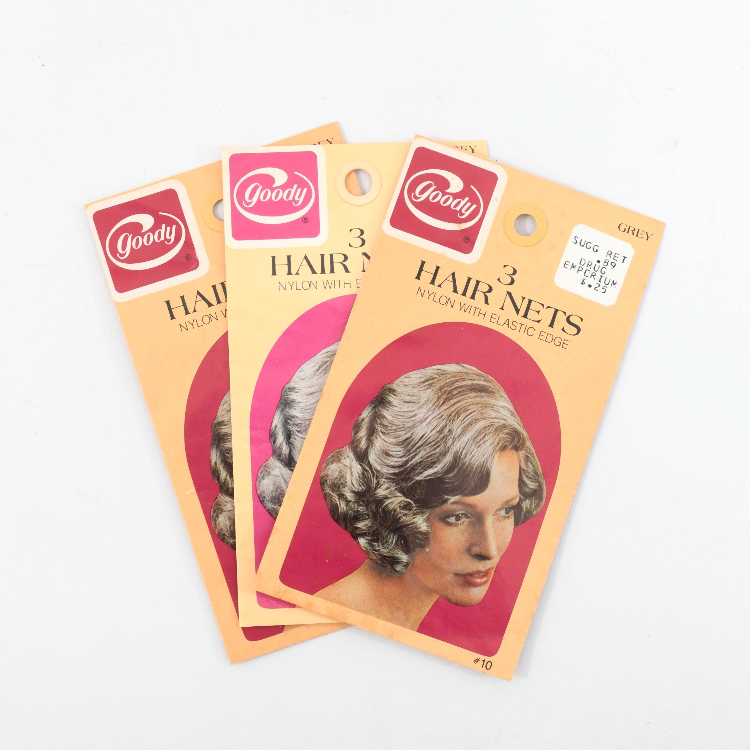 Vintage Goody Hair Nets: 1980s Gray Nylon with Elastic (5 Pack)