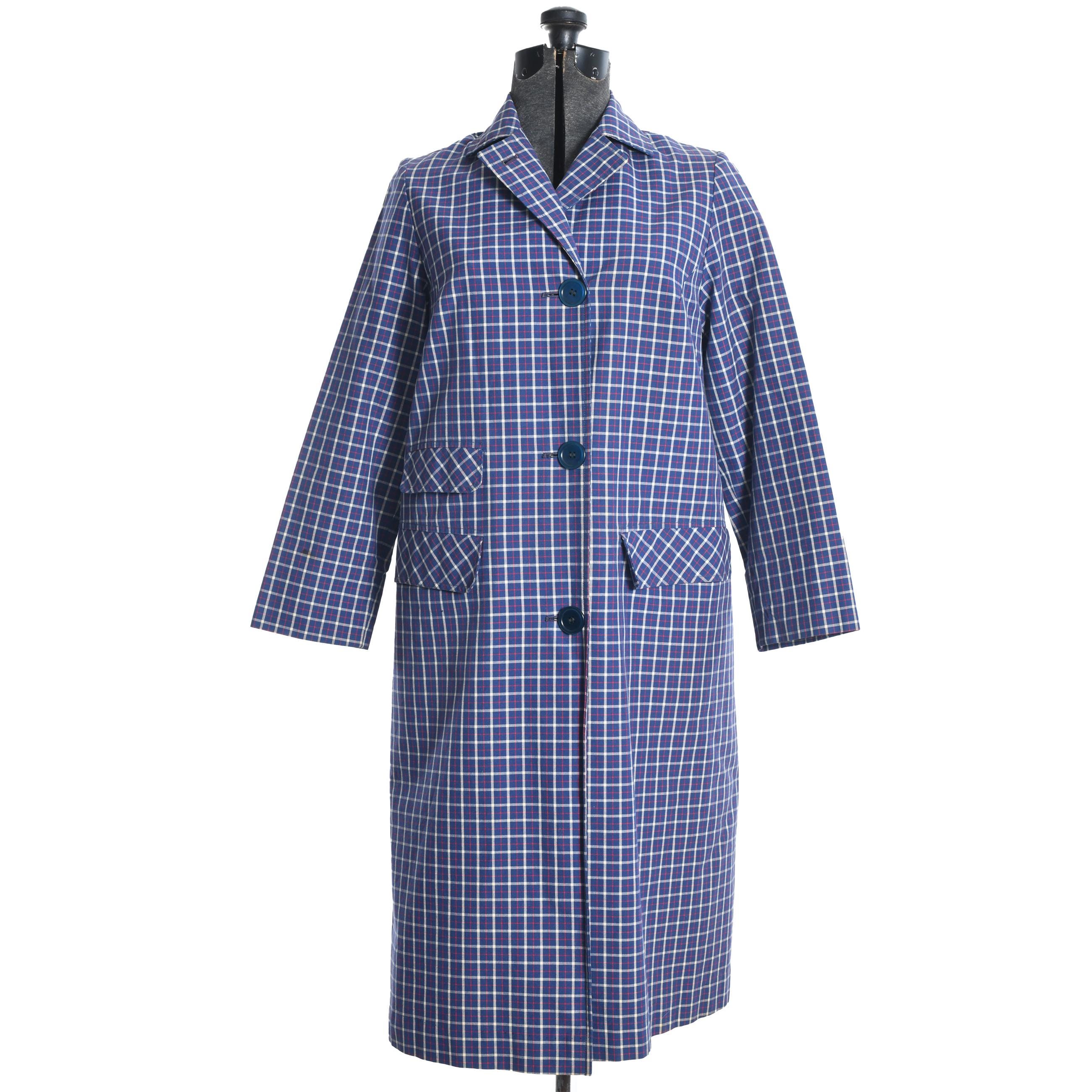 高速配送 XS 1950s Vintage Blue Jacket Slicker City Check White Red ジャケット・アウター