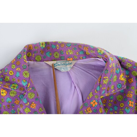 Vintage 1960s XS Purple Floral Flower Power Mod P… - image 8