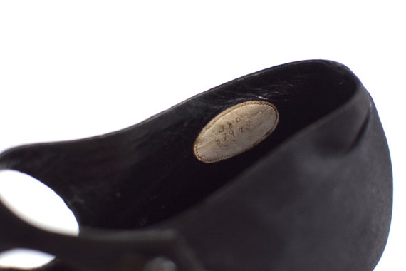 Antique 1910s Black Silk Satin Shoes | Size 6.5 E… - image 9