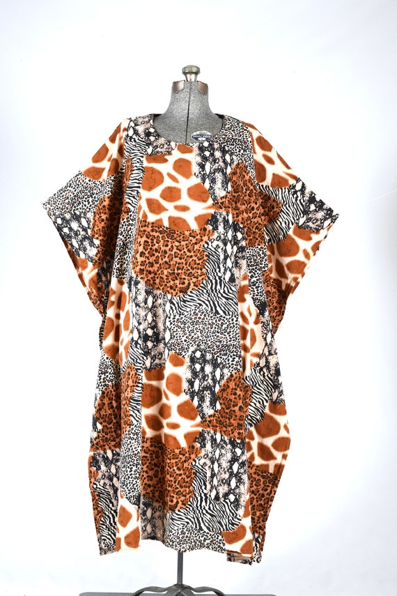 1990s Animal Print Kaftan | Vintage 90s Lounge Dr… - image 7