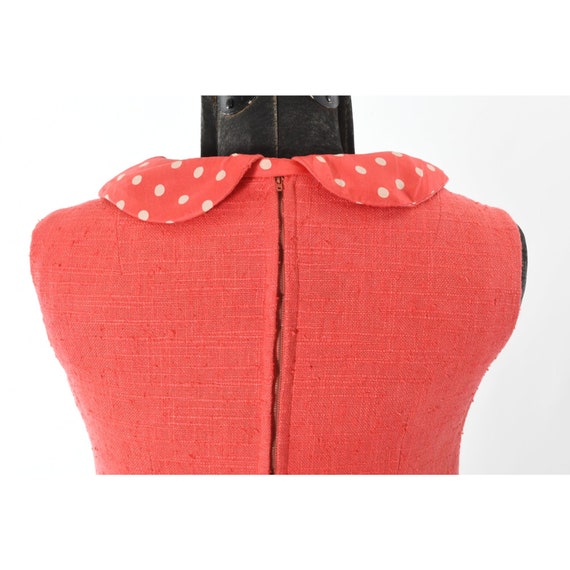 Vintage 1960s XS Pink Polka Dot Sleeveless Midi D… - image 7