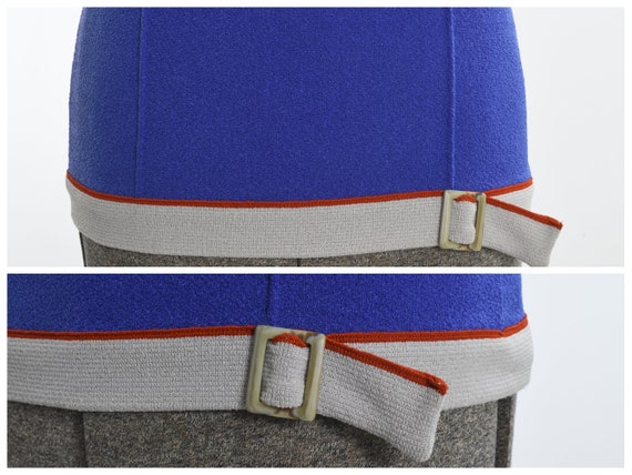 Vintage 1960s Medium Large Violet Blue Knit Short… - image 5