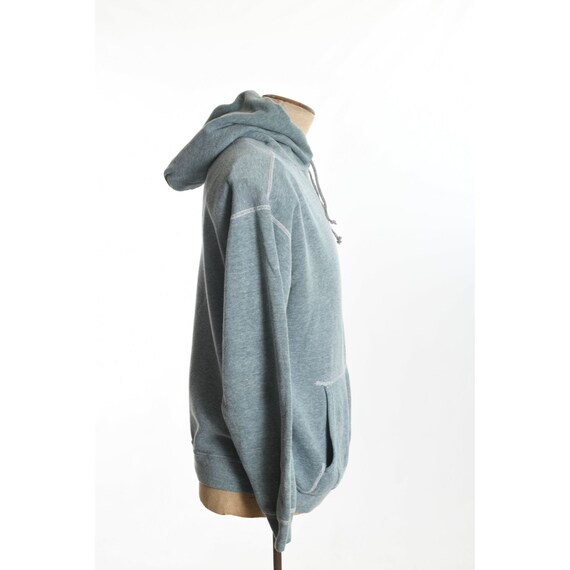 Vintage 1970s Large Teal Green Hooded Sweatshirt … - image 4