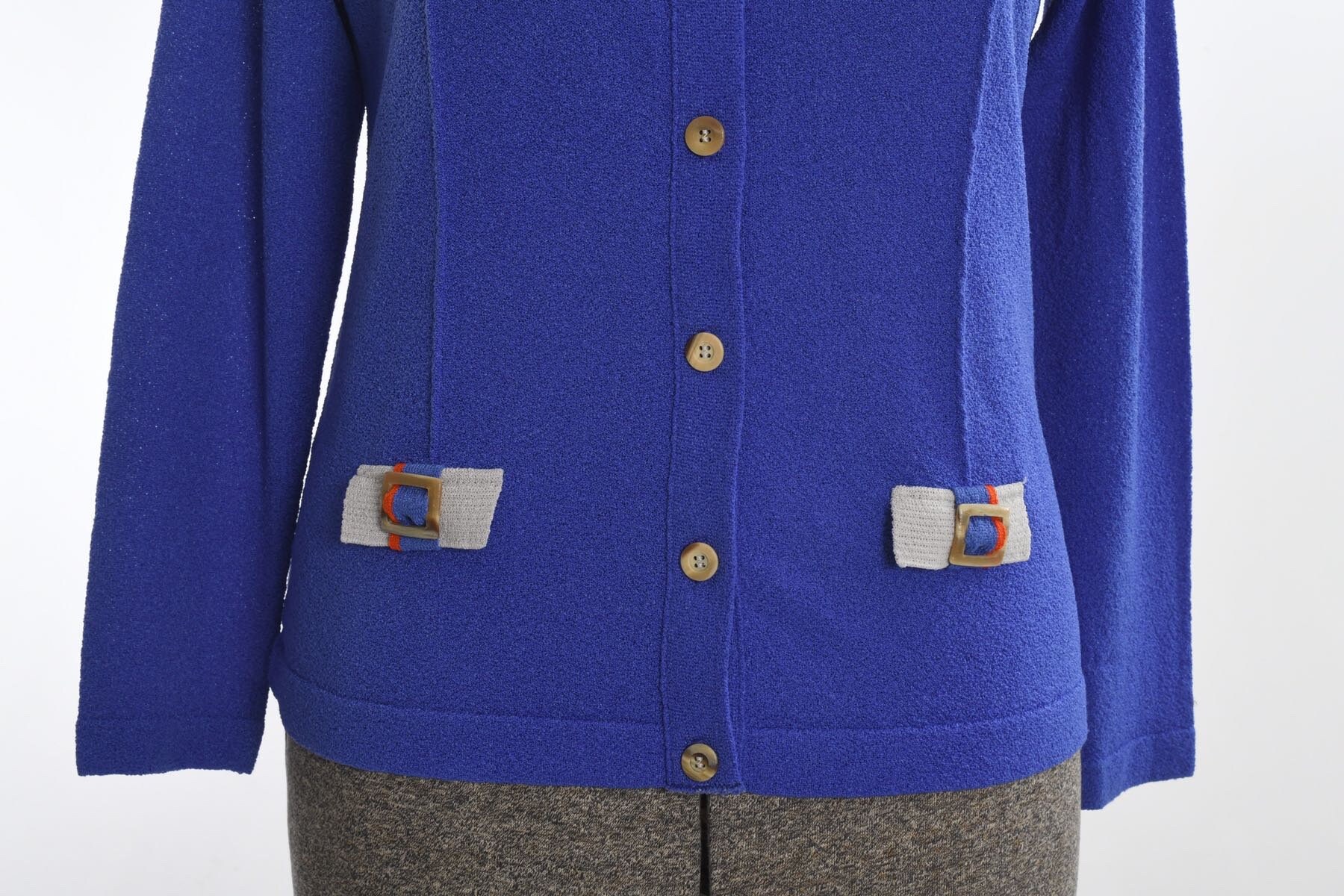 60年代ヴィンテージの大きめニットカーディガン：ブルーバイオレットの