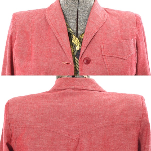 Vintage 1940s - 50s Large Rare Red Denim Jacket D… - image 4