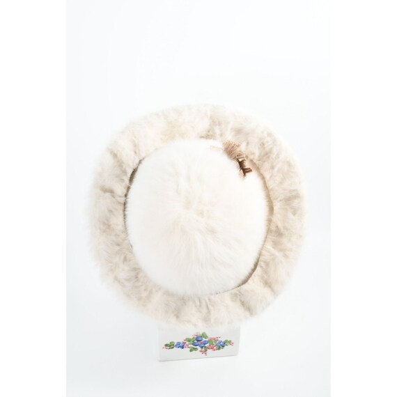 Vintage 1960s Schiaparelli Off White Plush Fur Fe… - image 5